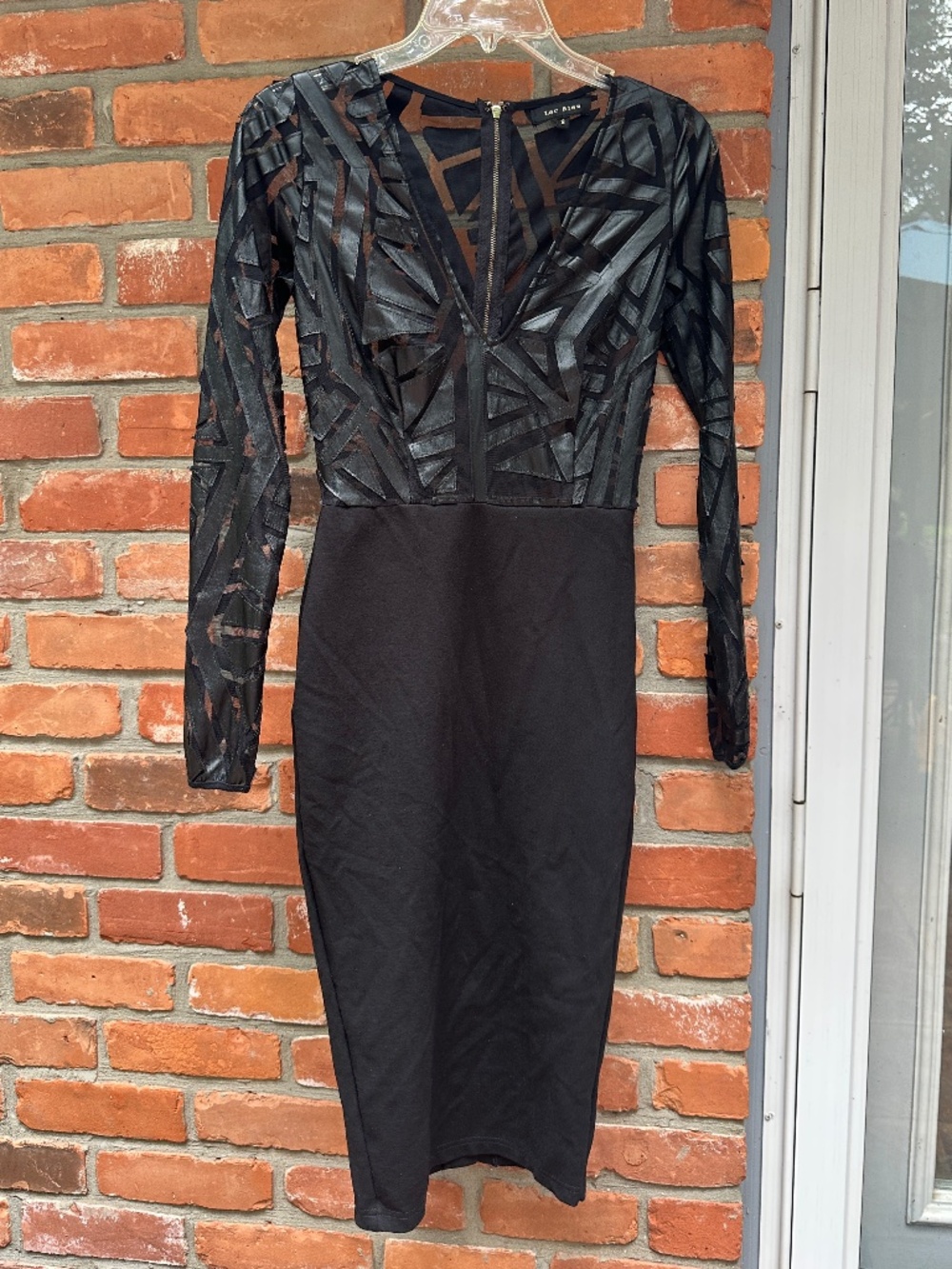 Lac Bleu Black Long Sleeve Bodycon Dress ~ Size Small